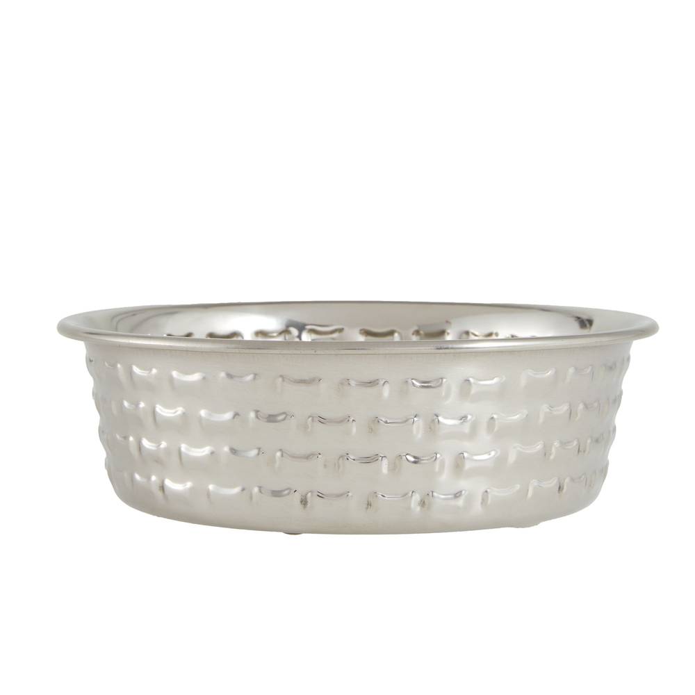 Top Paw® Embossed Bones Stainless Steel Dog Bowl, 3-cup (Color: Silver, Size: 3 Cup)