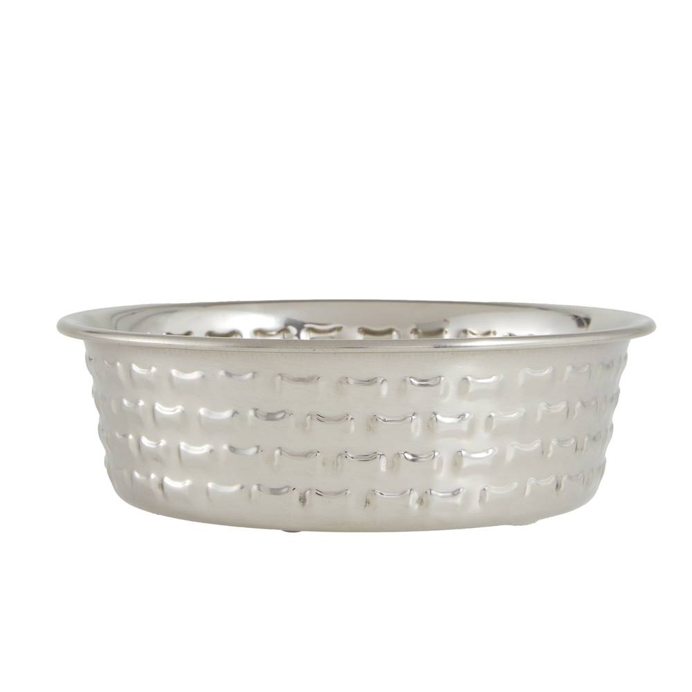 Top Paw Embossed Bones Stainless Steel Dog Bowl