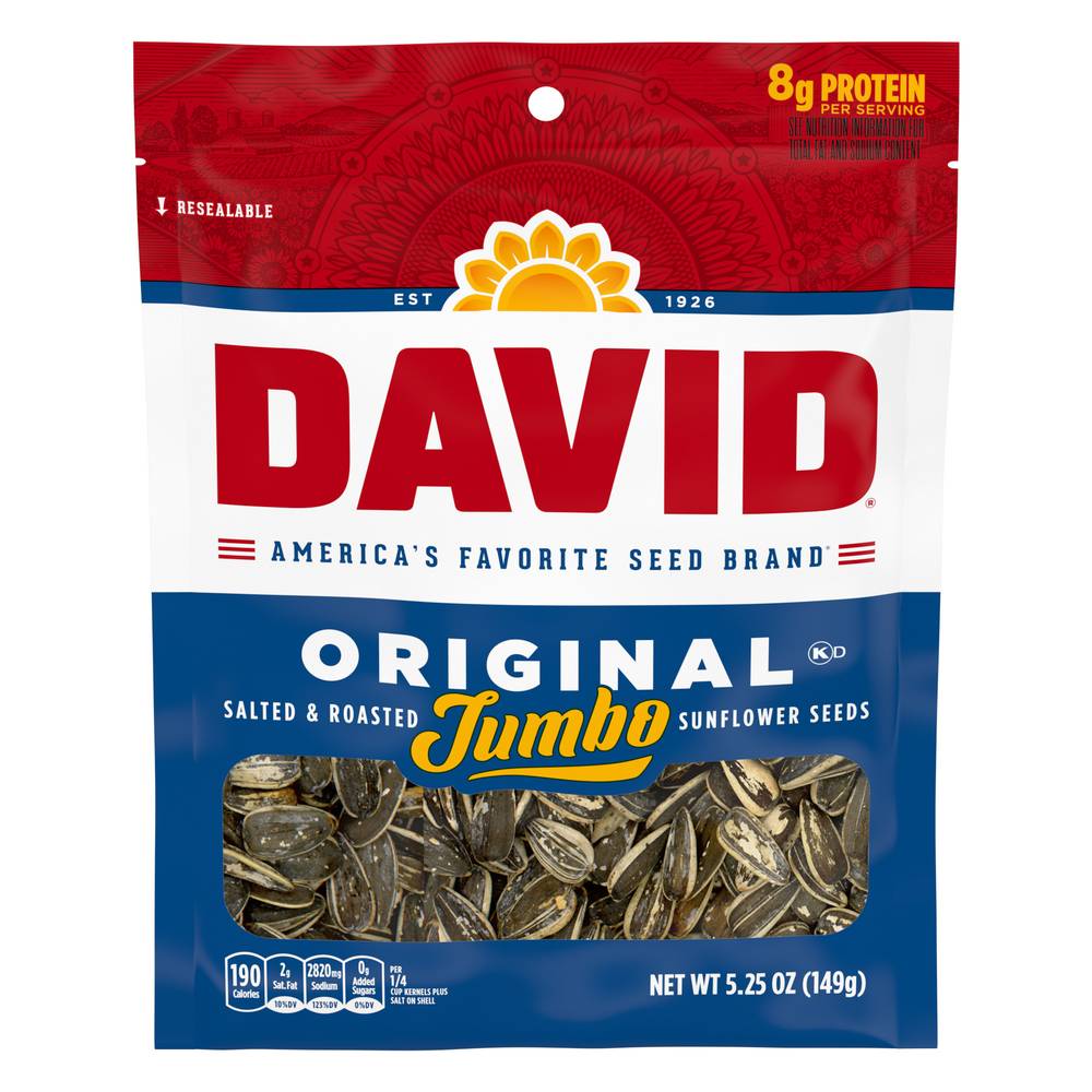 David Original Jumbo Salted & Roasted Sunflower Seeds (5.25 oz)