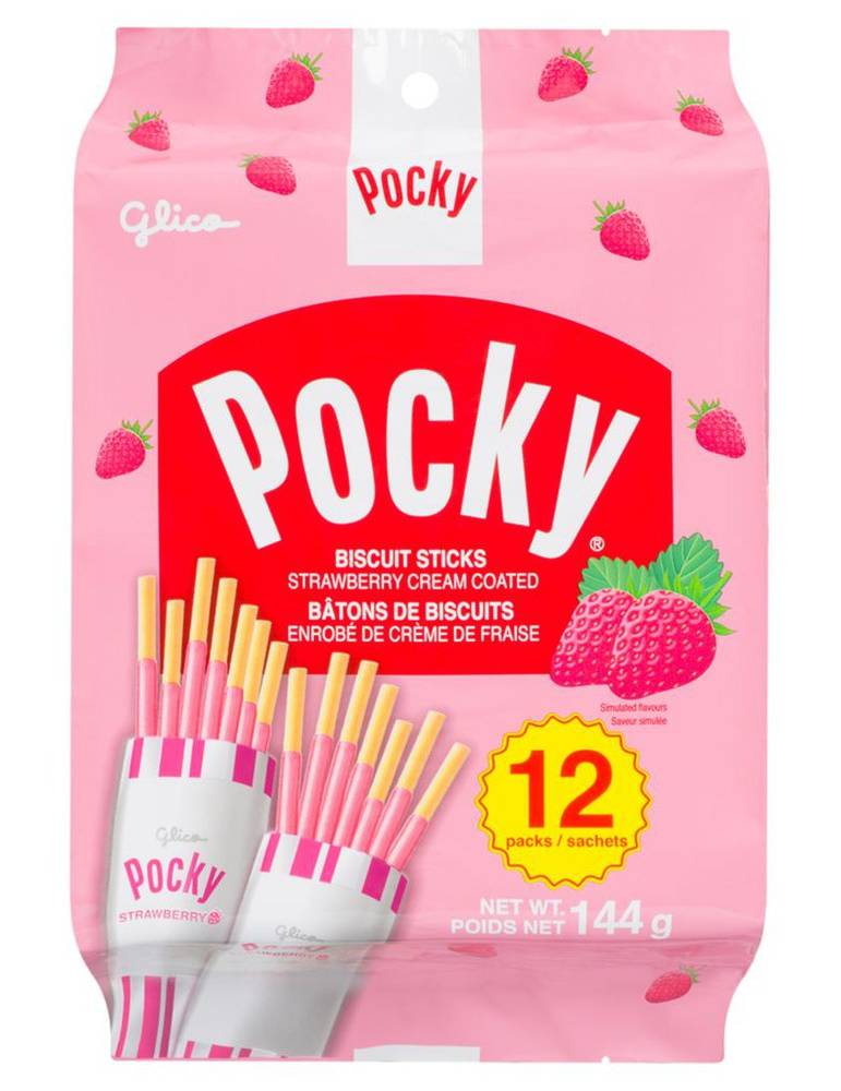 Glico Strawberry Cream Coated Biscuit Sticks (12 g, 12 ct)