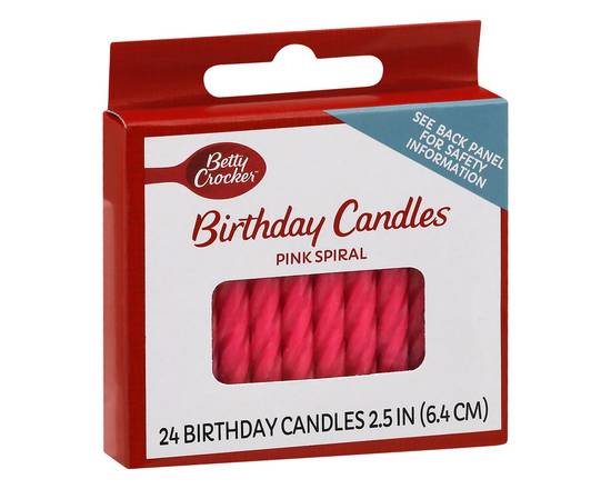 Betty Crocker · 2 Inch Pink Spiral Birthday Candles (24 candles)