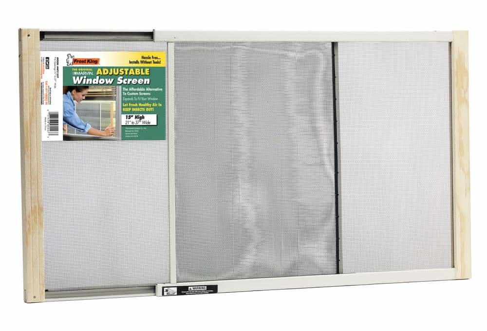 W B Marvin 21 - 37 In. W X 15 In. H Clear Wood Frame Adjustable Window Screen