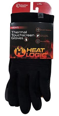 Heat Logic Thermal Touchscreen Gloves, Men, L/XL, Black