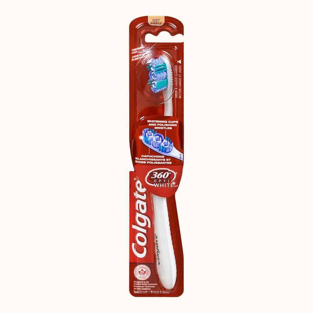 Colgate optic white  brosse à dents (1 un) - 360° optic white toothbrush soft (1 unit)