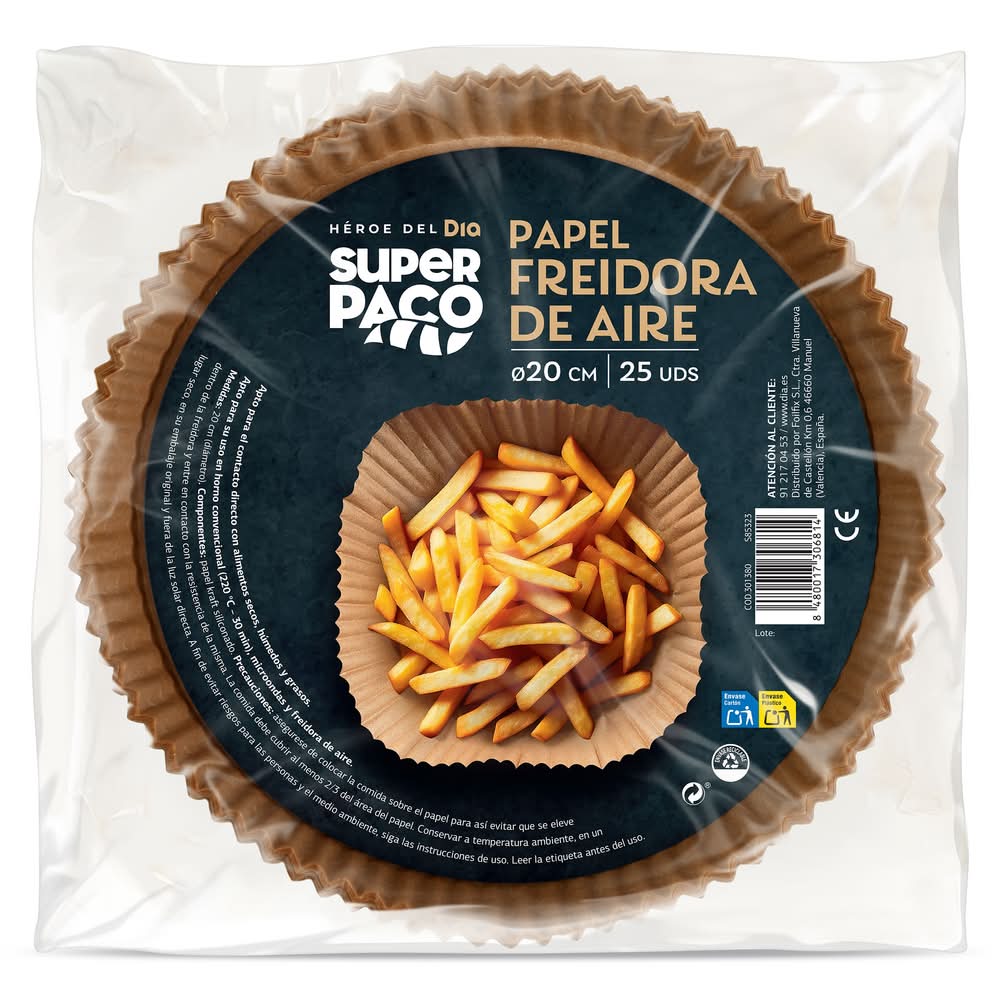 Papel Para Freidora De Aire Super Paco De Dia Bolsa 25 Unidades
