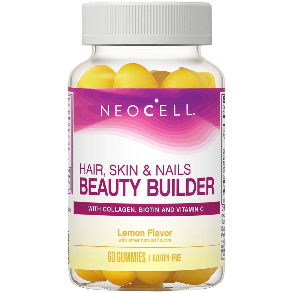 Neocell Hair Skin Nails Beauty Builder Gummies With Collagen Biotin & Vitamin C (lemon) (60 ct)