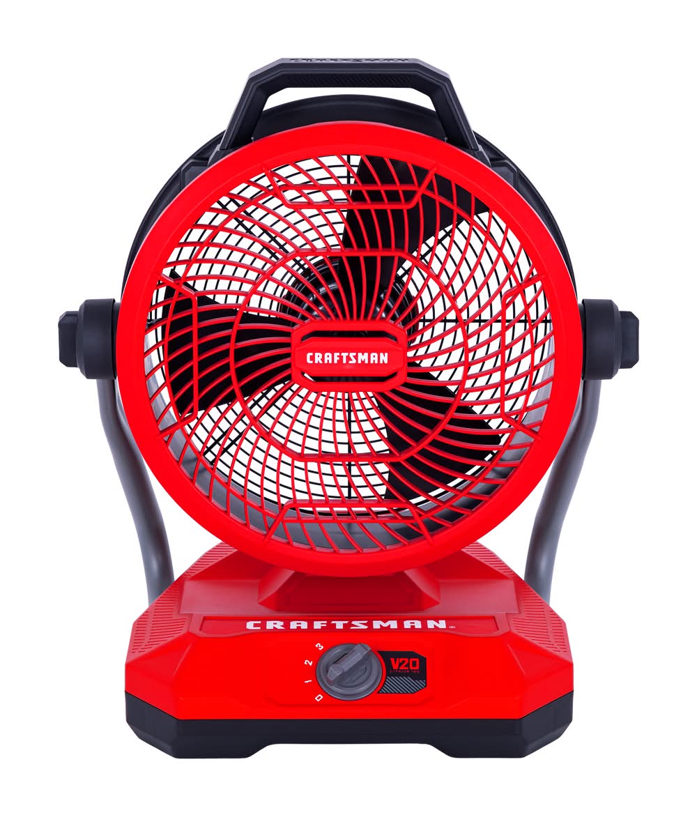 CRAFTSMAN 12-in 20 -Volt 3 -Speed High Velocity Indoor Red and black Industrial Fan