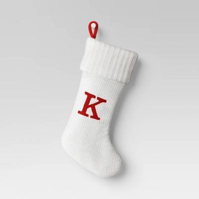 Knit Monogram Christmas Stocking White K - Wondershop™: 20" Festive Decor, Spot Clean