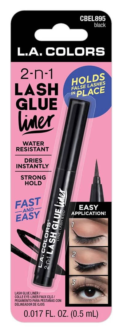 L.A. Colors 2-N-1 Lash Glue Liner, Black (0.5 ml)