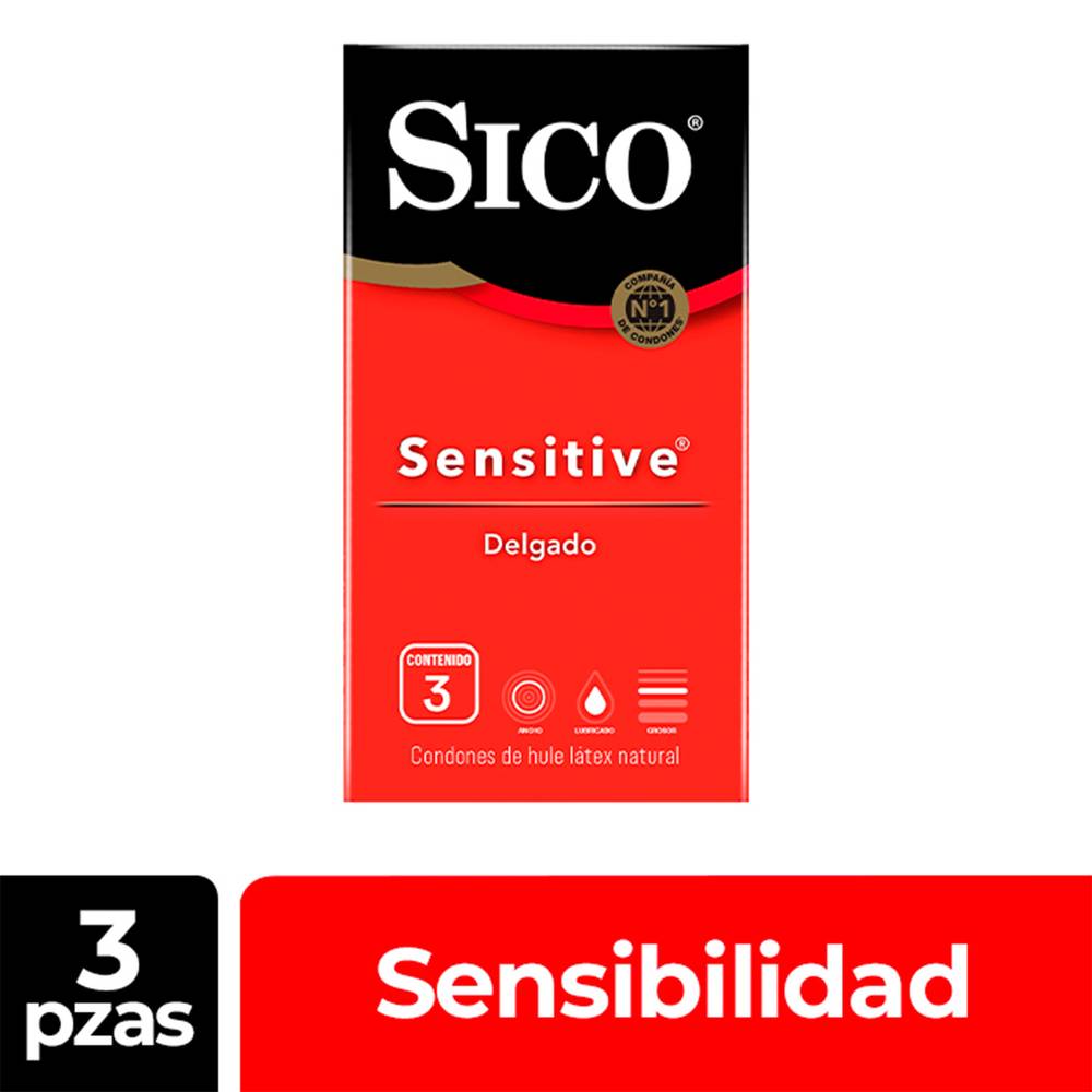 Sico condones de látex sensitive (caja 3 piezas)