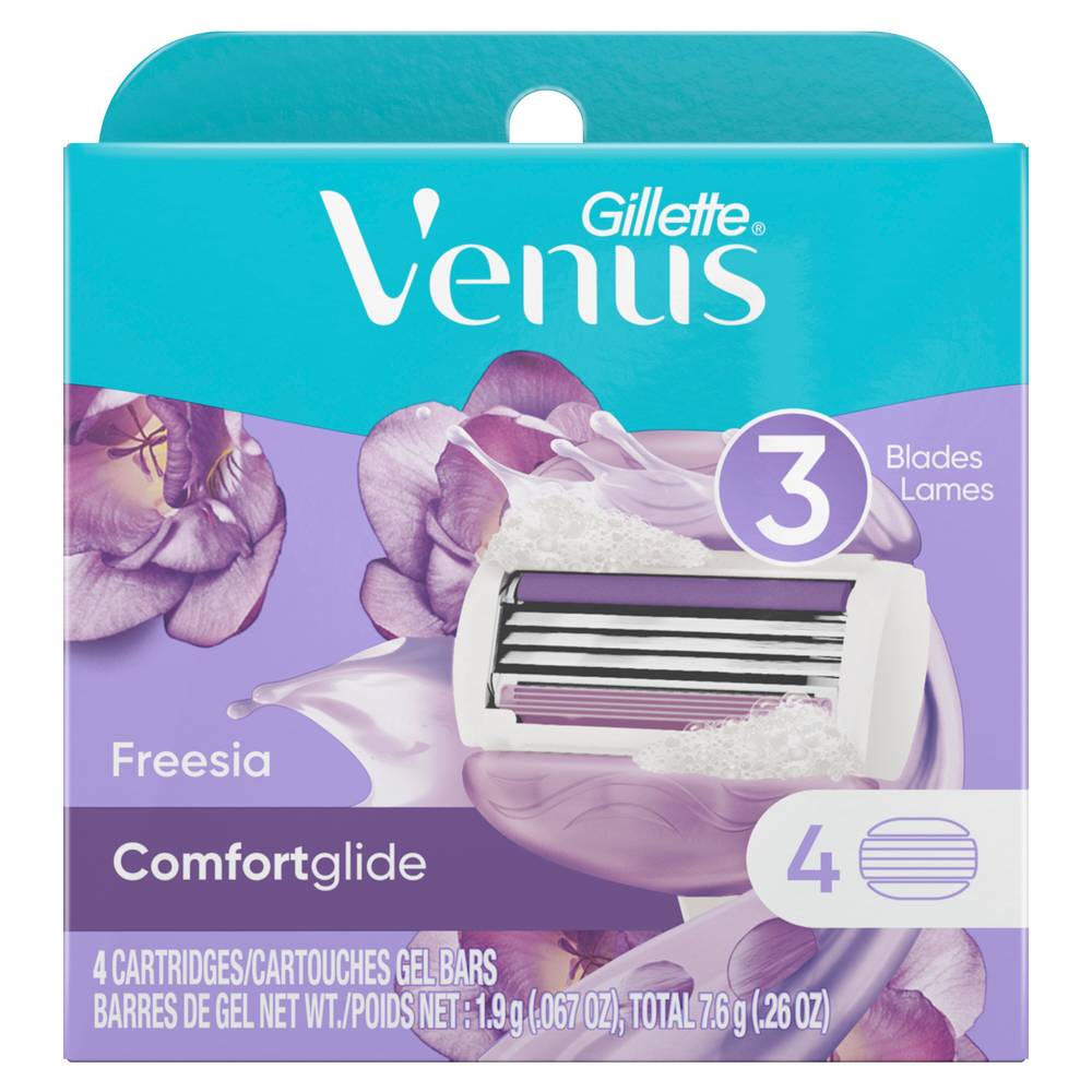 Gillette Venus ComfortGlide Freesia Women's Razor Blade Refills, 4 CT