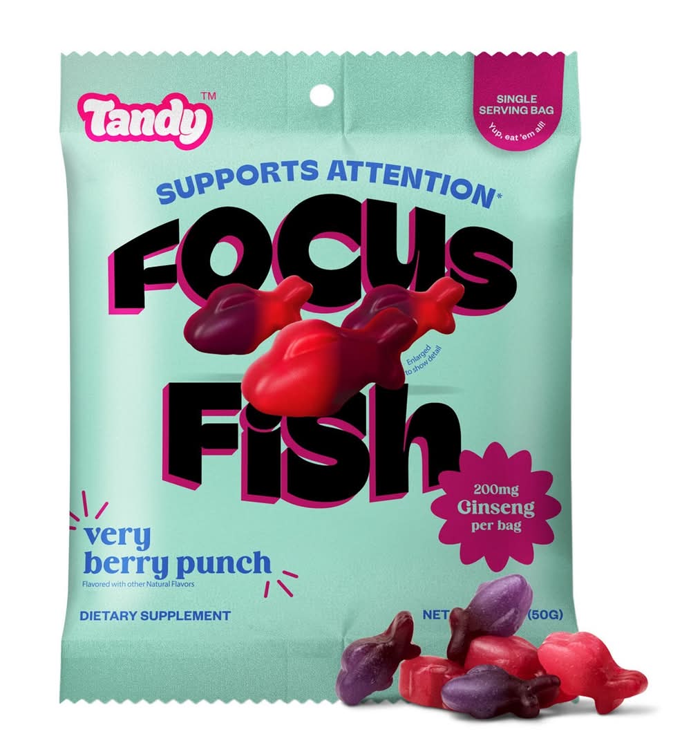 Tandy Focus Fish Gummy Supplements, Very Berry Punch (1.76 oz)