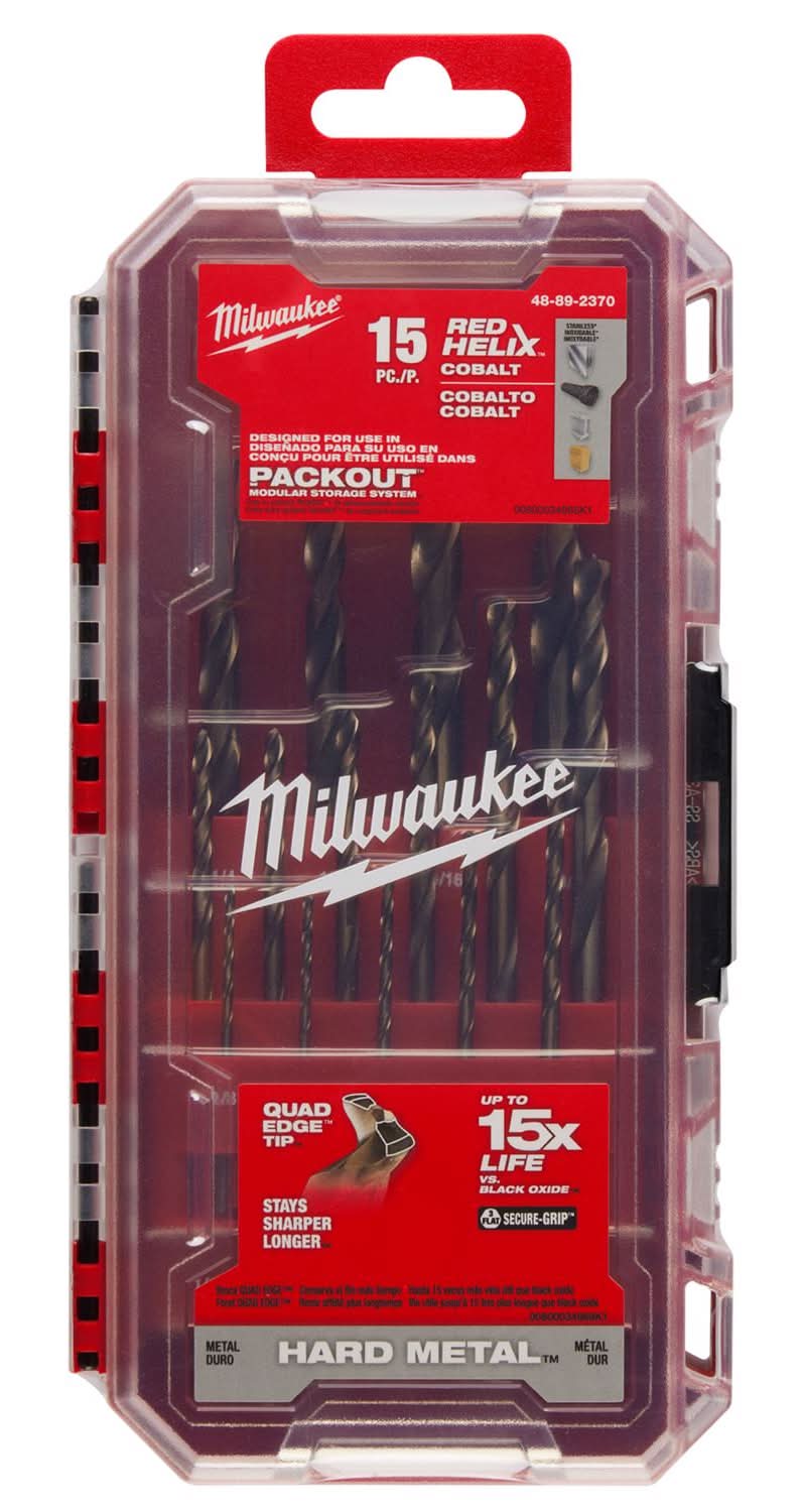 Milwaukee Red Helix Cobalt Drill Bit Set 3-Flat Shank 1 Pk