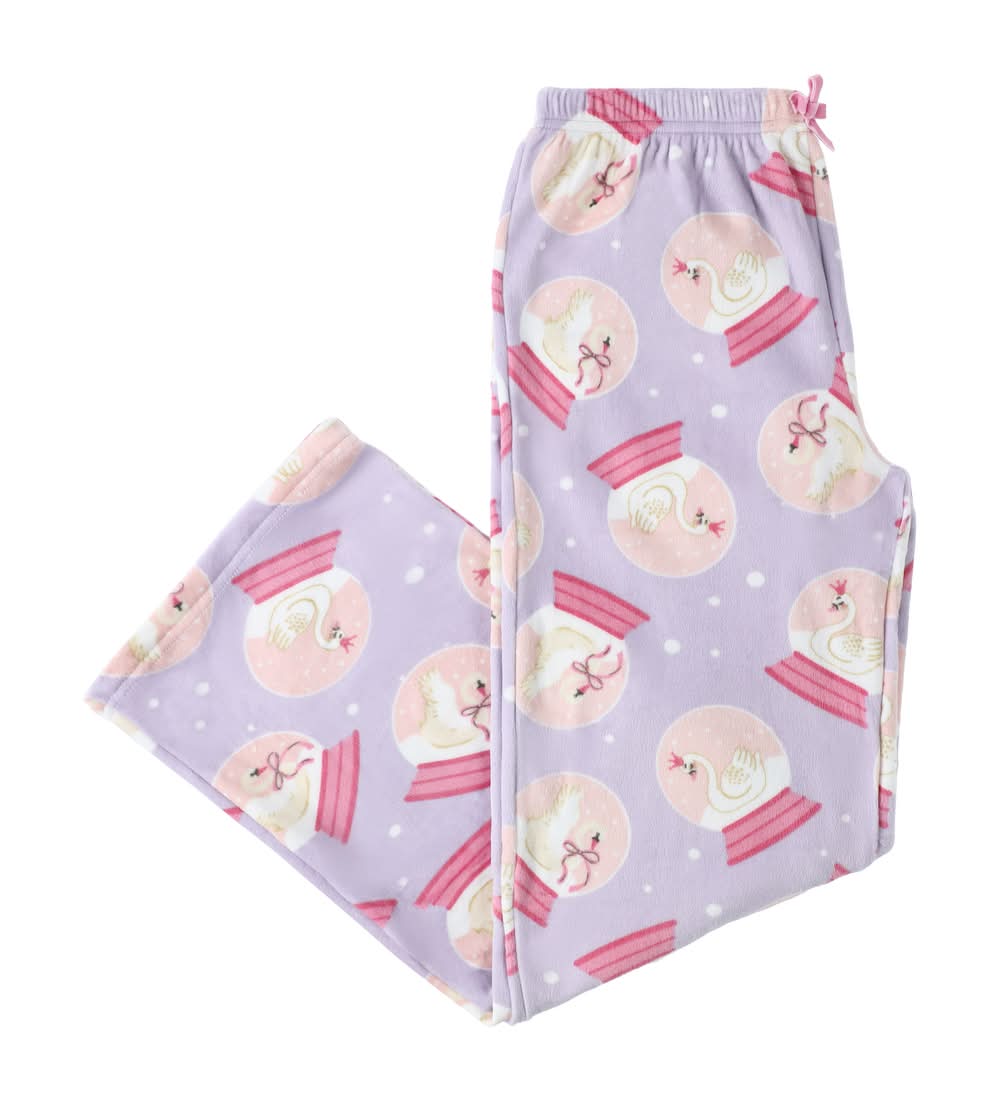 Printed Plush Lounge Pants Large Swan