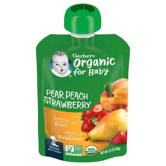 Gerber Organic Pear Peach & Strawberry Baby Food (3.5 oz)