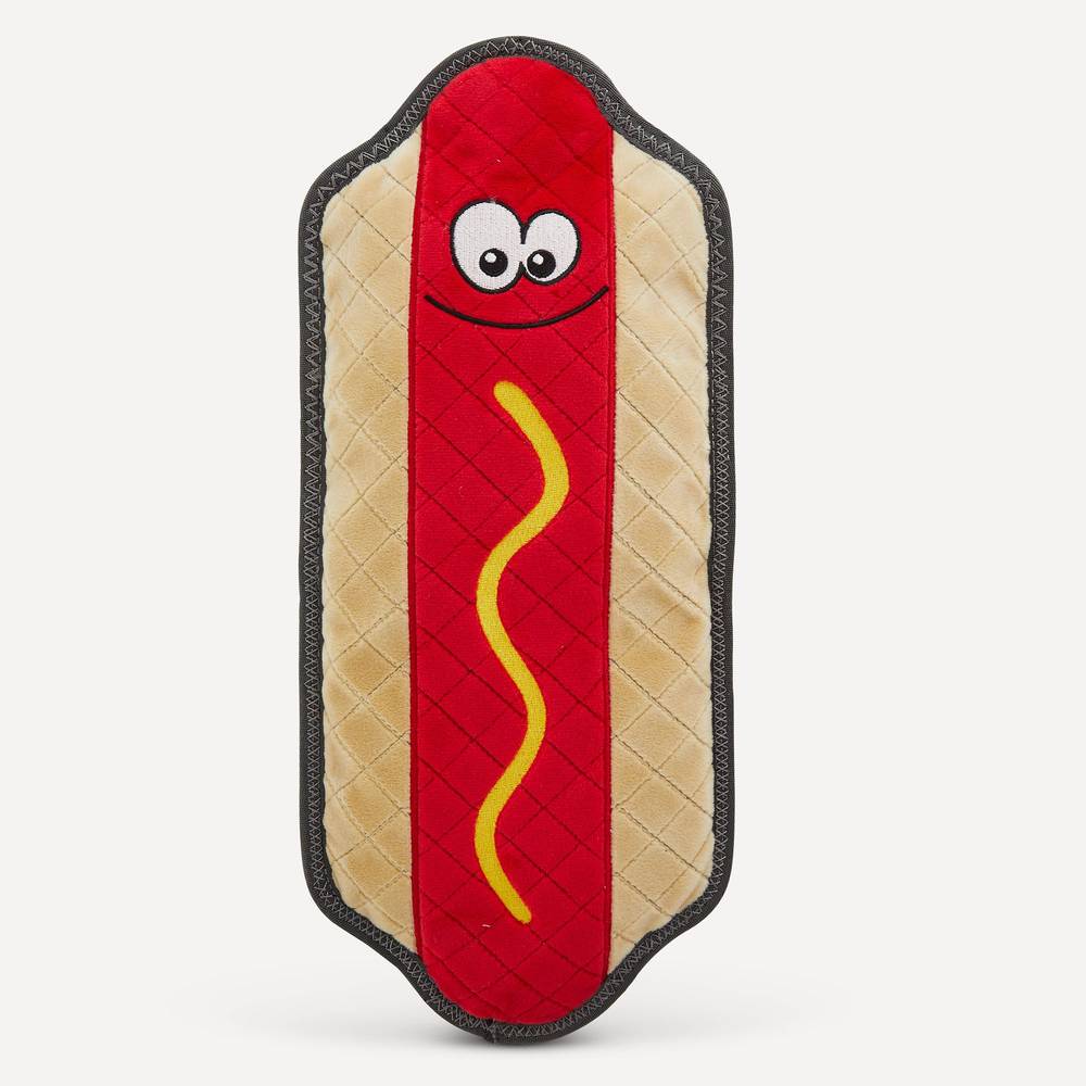 Joyhound Rip Roarin' Tough Hot Dog Dog Toy - Tough Plush (Color: Red, Size: Large)