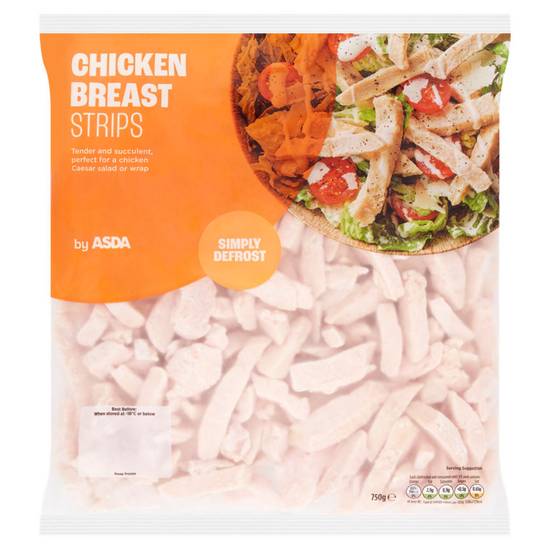 Asda Ready Cooked Simply Defrost Chicken Breast Strips 750g
