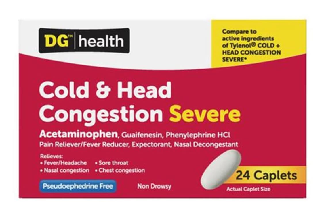 DG Health Cold & Head Congestion Severe Caplets (24 ct)