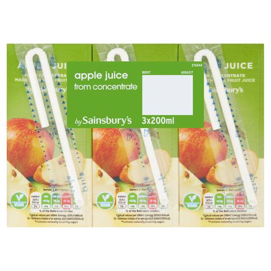 Sainsbury's Pure Apple Juice 3x200ml