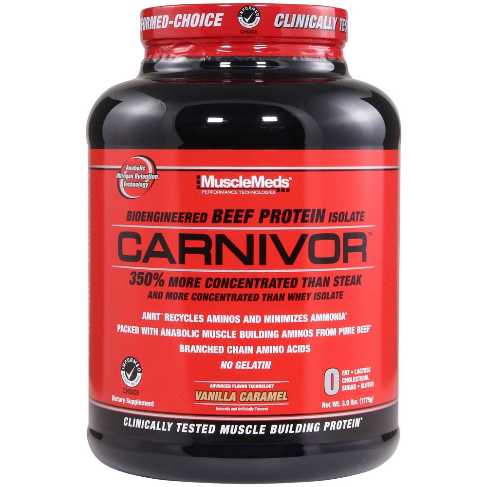 MuscleMeds Carnivor Bioengineered Beef Protein Isolate, Vanilla Caramel (3.9 lbs)