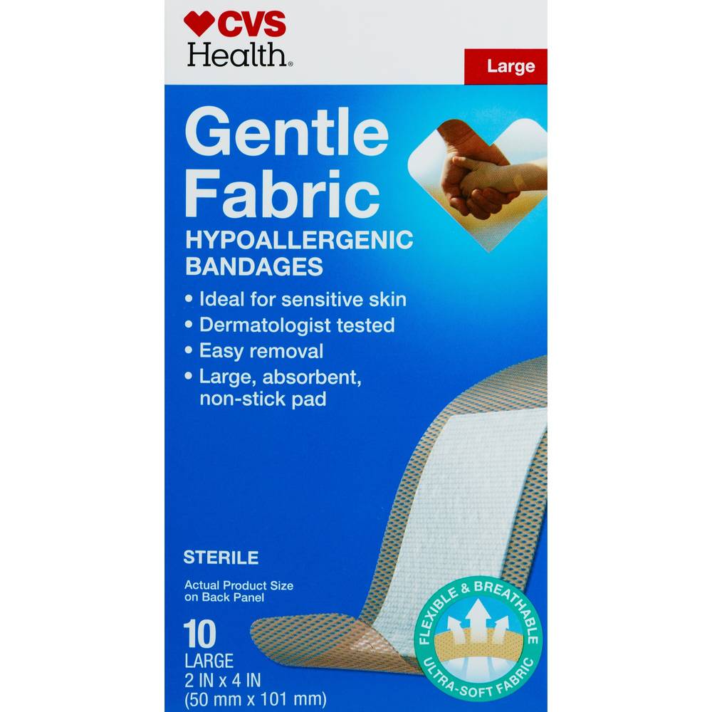 CVS Health Gentle Fabric Bandages, Large, 10 CT