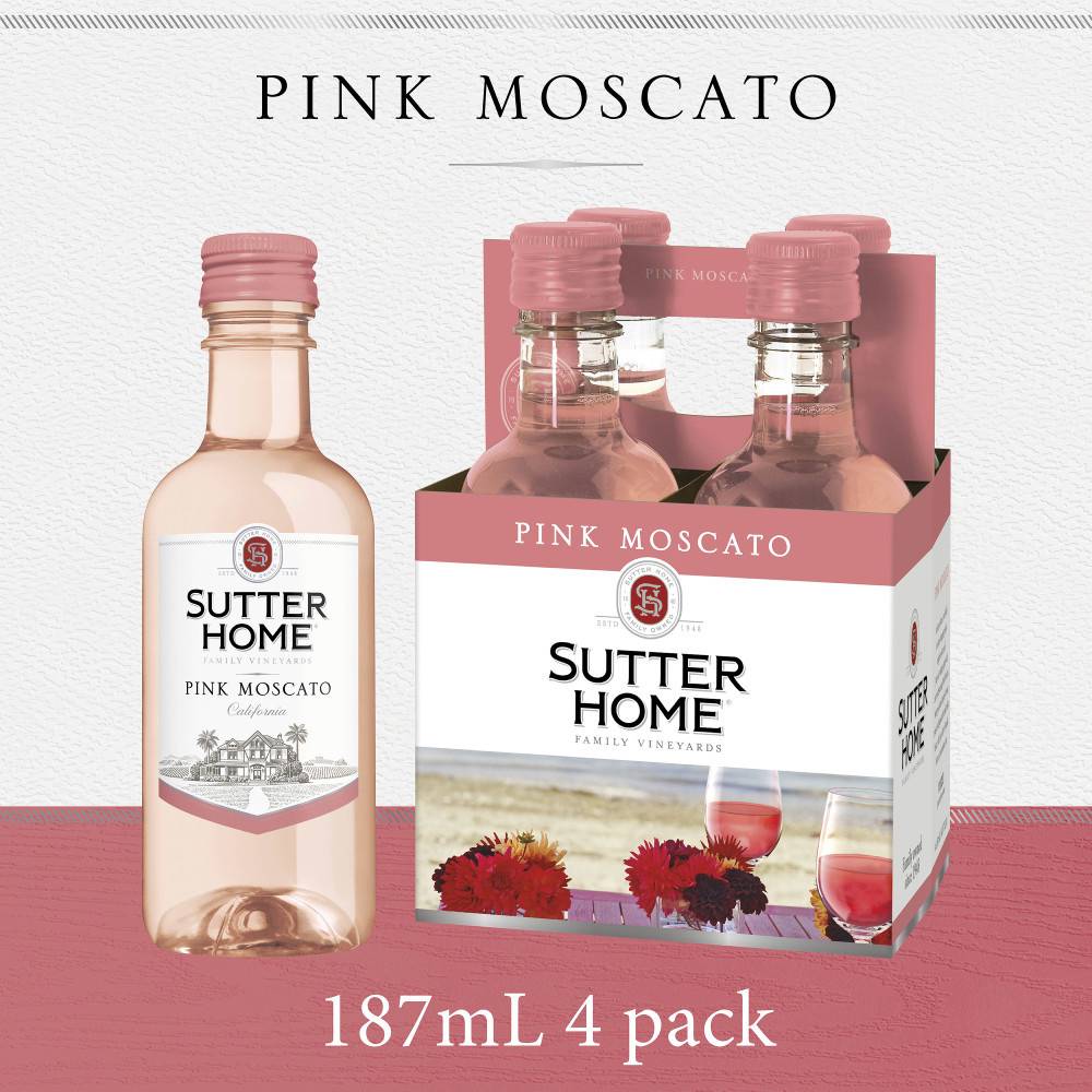 Sutter Home Pink Moscato Wine (4 ct, 187 ml)