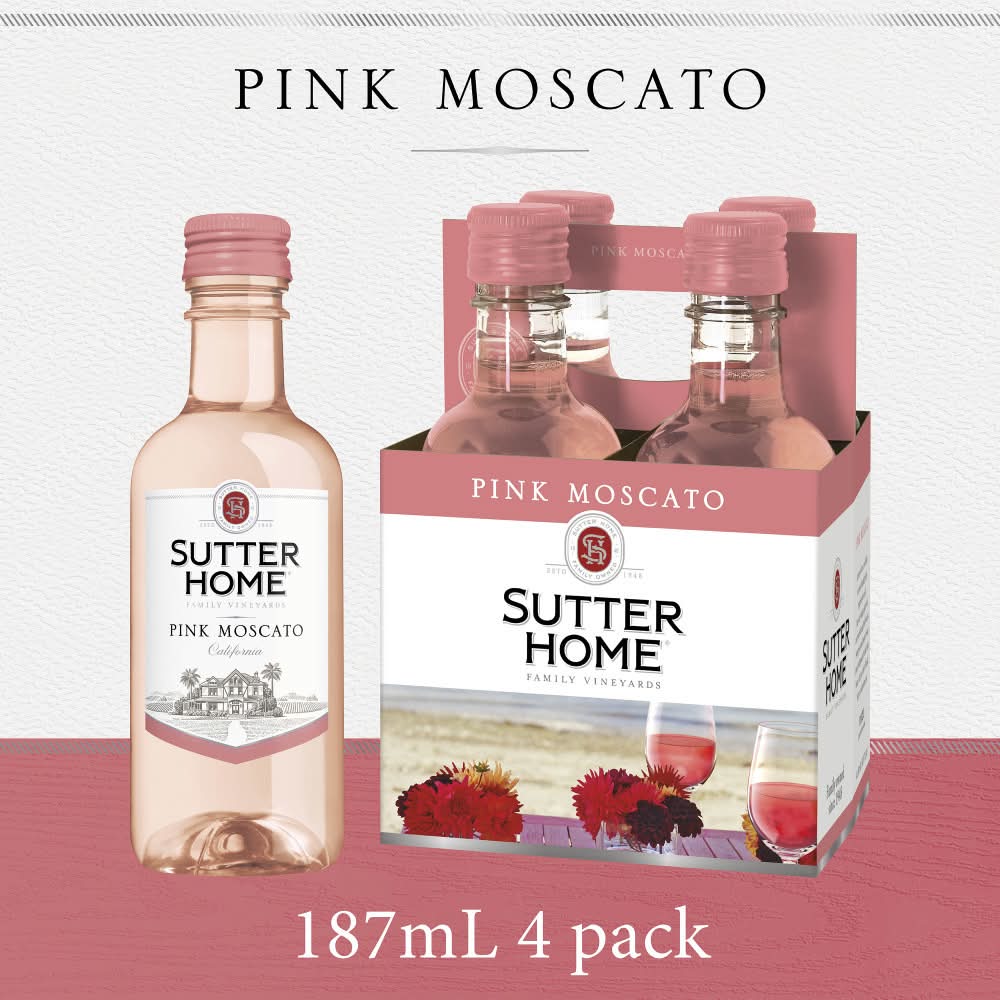 Sutter Home Pink Moscato Wine (4 x 187 ml)