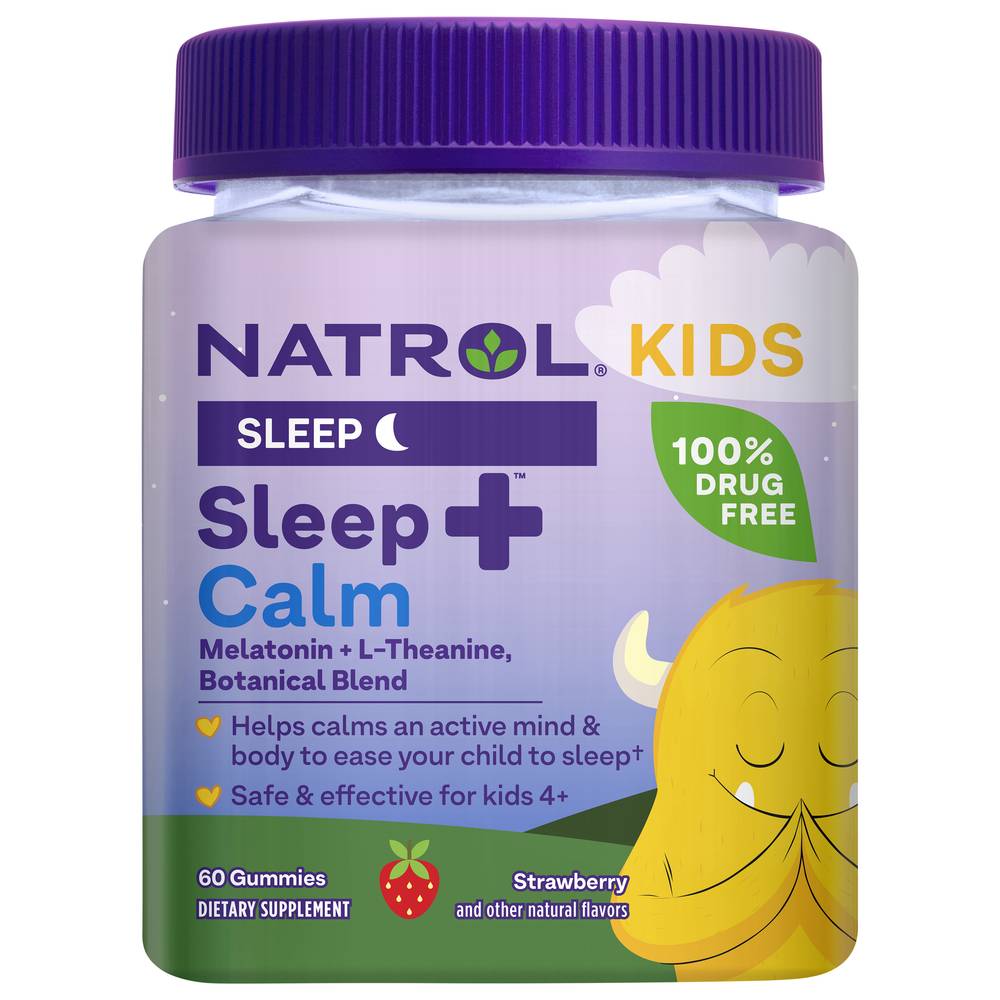 Natrol Kids Sleep+ Calm, Melatonin and L-Theanine, Gummies Strawberry
