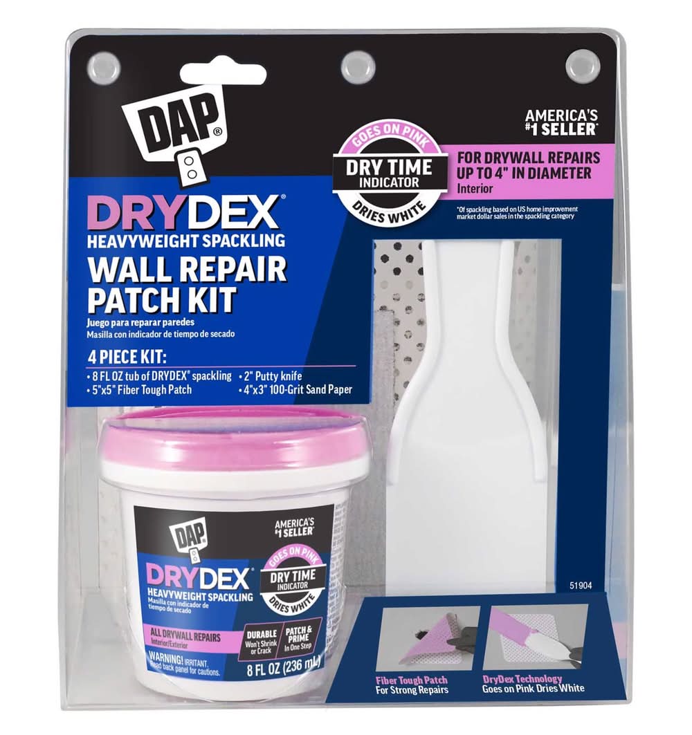 Dap Drydex 3.5 In. L X 6-3/5 In. W Spackling White Wall Repair Kit