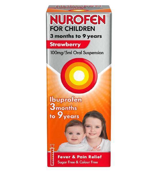 Nurofen for Children 3 months to 9 years Strawberry 100mg/5ml Oral Suspension - 100ml