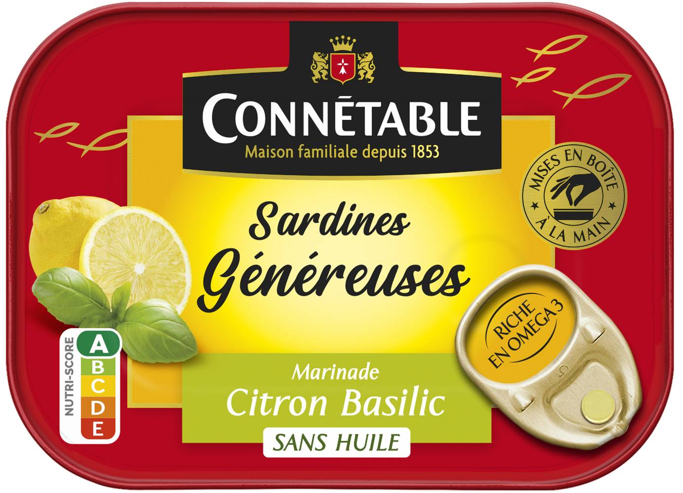 Connétable - 1/5 Sardines marinade citron basilic sans huile (140g)