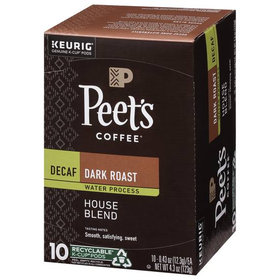 Peet's Coffee Decaf House Blend Dark Roast K-Cup Coffee Pods (4.3 oz)