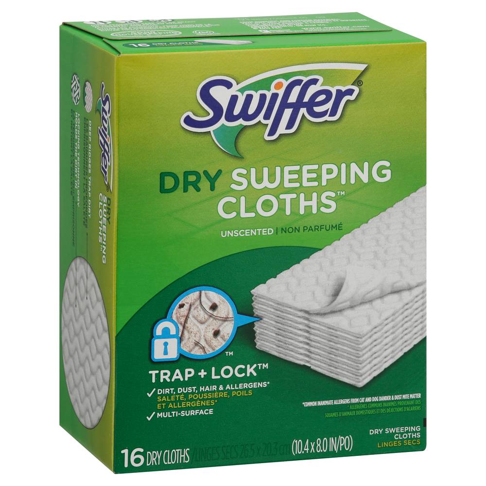 Swiffer Trap+Lock Unscented Dry Sweeping Cloths (26.5 x 20.3 cm)(16 ct)