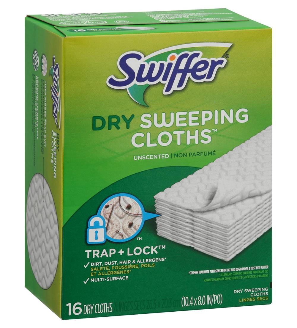 Swiffer Trap+Lock Unscented Dry Sweeping Cloths, 26.5 x 20.3 cm (16 ct)