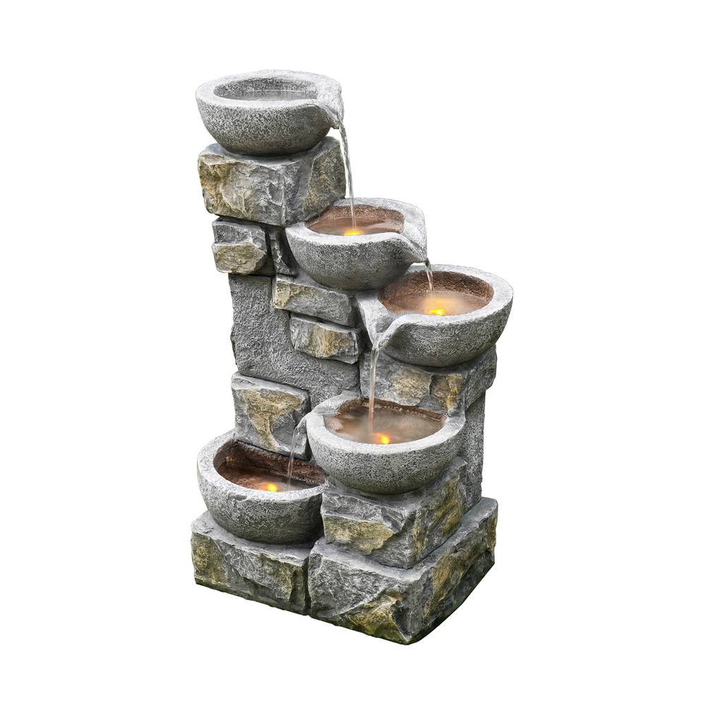 Style Selections 27-in H Resin Water Tiered Outdoor Fountain Pump Included | RJ-20152