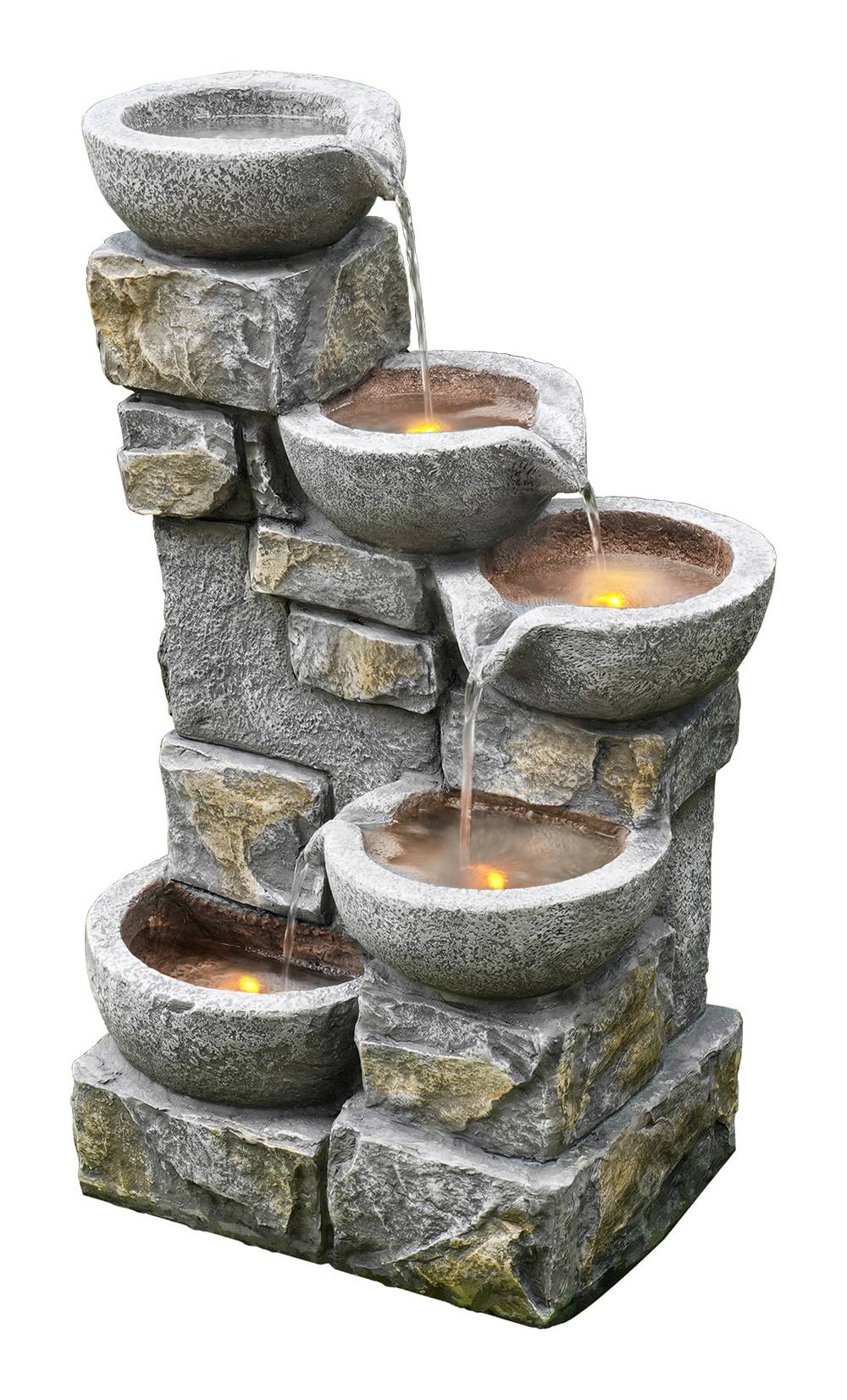 Style Selections 27-in H Resin Tiered Outdoor Fountain Pump Included | RJ-20152