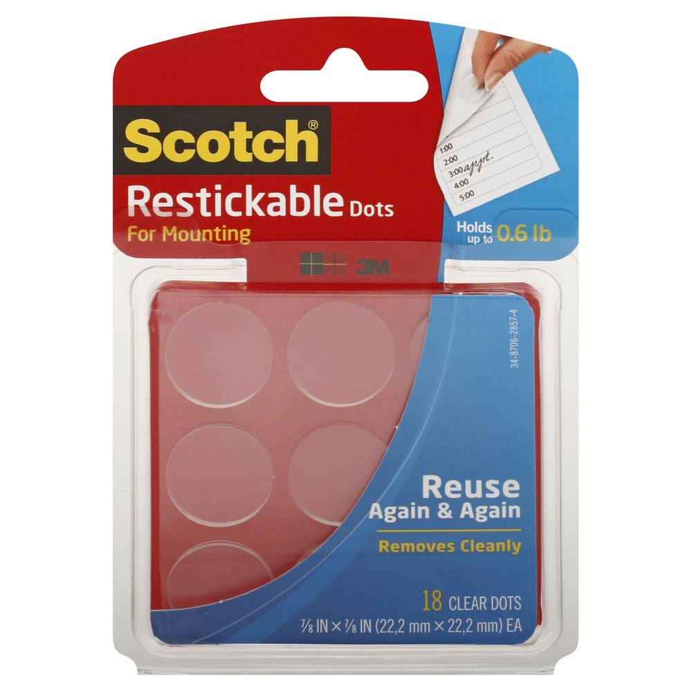 Scotch Restickable Mounting Dots Clear Circles