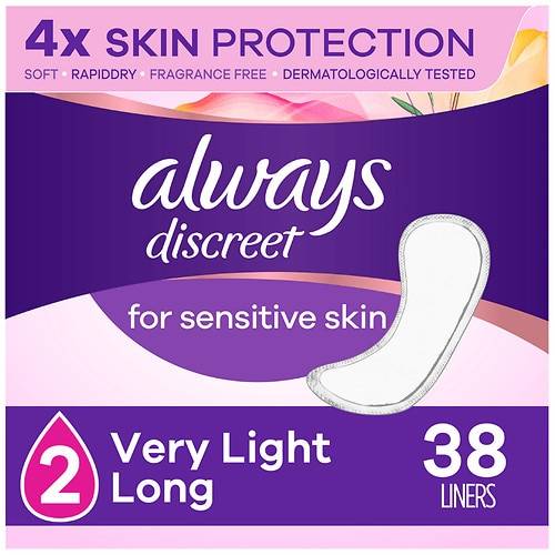 Always Discreet Incontinence Sensitive Liners Very Light Long Length - 38.0 ea