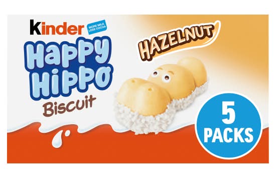 Kinder Happy Hippo Milk Chocolate & Hazelnut Wafer Biscuits (5 x 20.7g)