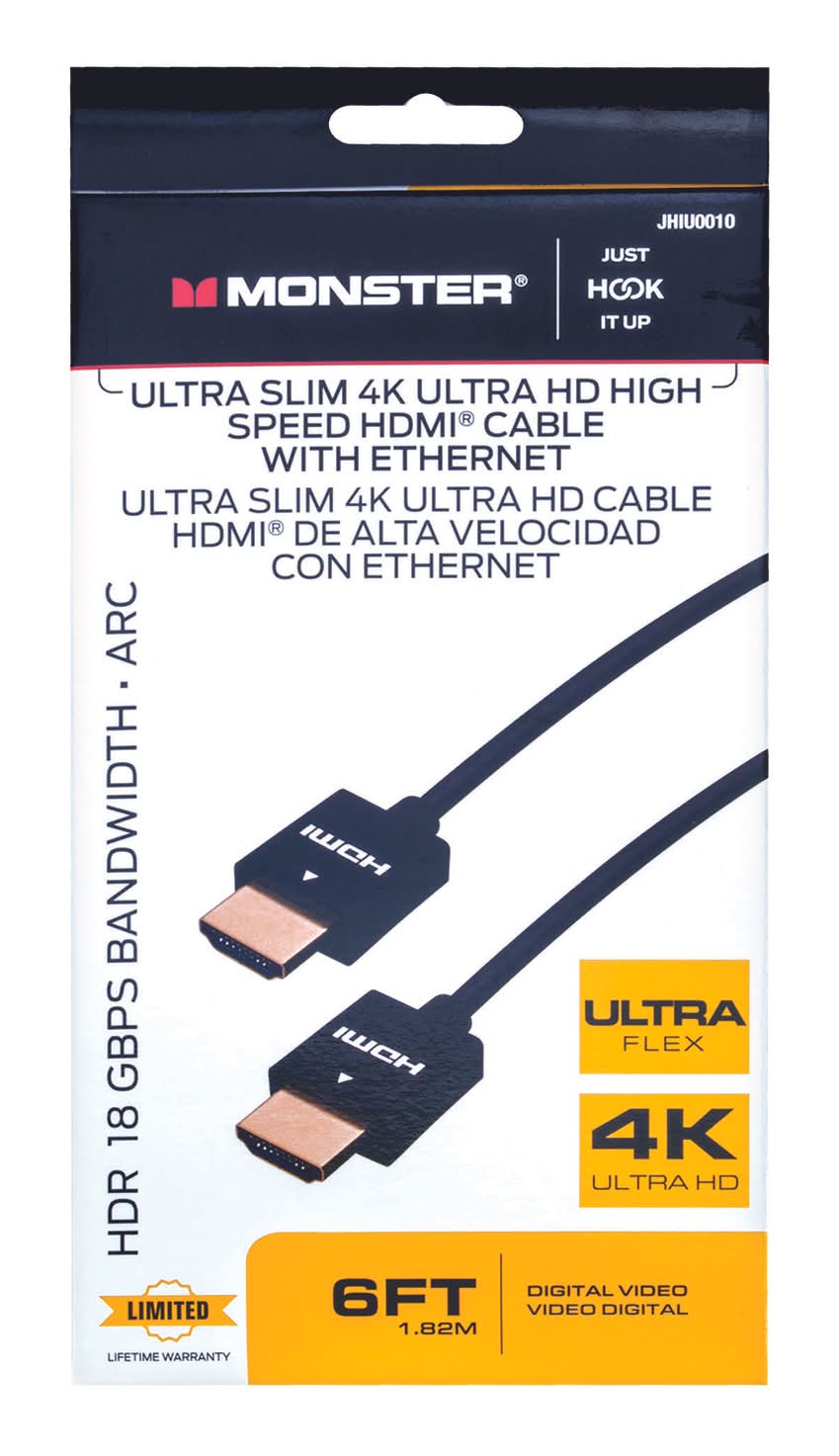 Monster Just Hook It Up 6 Ft. L High Speed Cable With Ethernet Hdmi