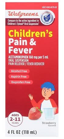 Walgreens Children's Oral Suspension Fever Reducer and Pain Reliever, Strawberry (4 fl oz)