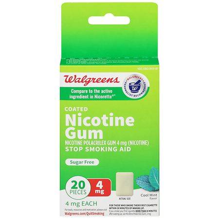 Walgreens Sugar Free Coated 4mg Nicotine Gum (mint)