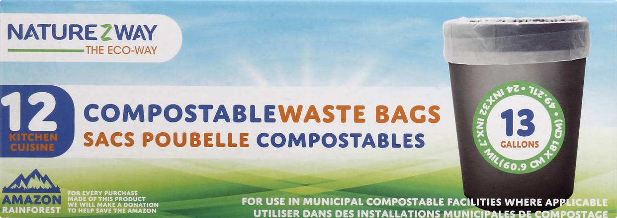 Naturezway 13 Gal Compostable Waste Bags (12 ct)