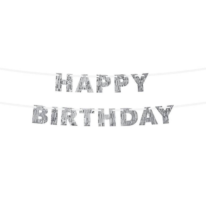 Party City Fringe Happy Birthday Banner-Sparkling Celebration (silver)(2ct)