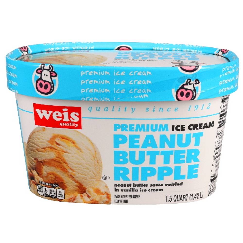 Weis Premium Ice Cream, Peanut Butter Ripple (1.5 qt)