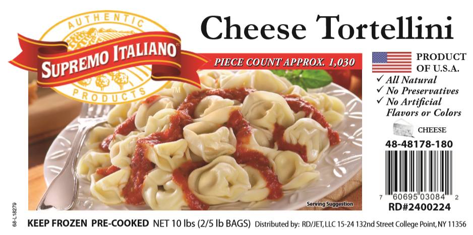 Frozen Supremo Italiano - Cheese Tortellini- 10 lb (1 Unit per Case)