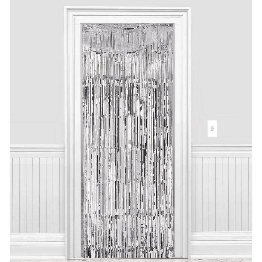 Party City Silver Foil Fringe Doorway Curtain (3ft x 8ft)