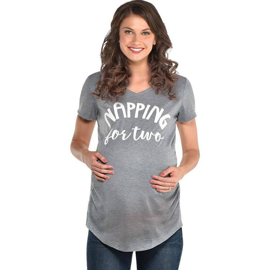 Amscan Gray Napping For Two Maternity T-Shirt (female/m)