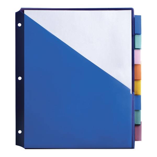 Office Depot Double-Pocket Insertable Plastic Divider, 8-tab, 9" X 11", Assorted Colors