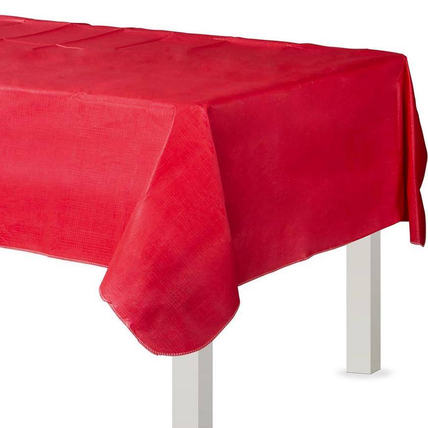 Party City Flannel-Backed Vinyl Tablecloth (54in x 108in/red)